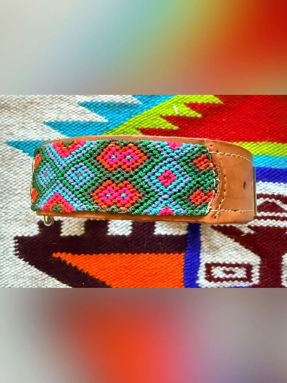NWT KÜHÜ LEATHER WOVEN DOG COLLAR, LARGE, 19”